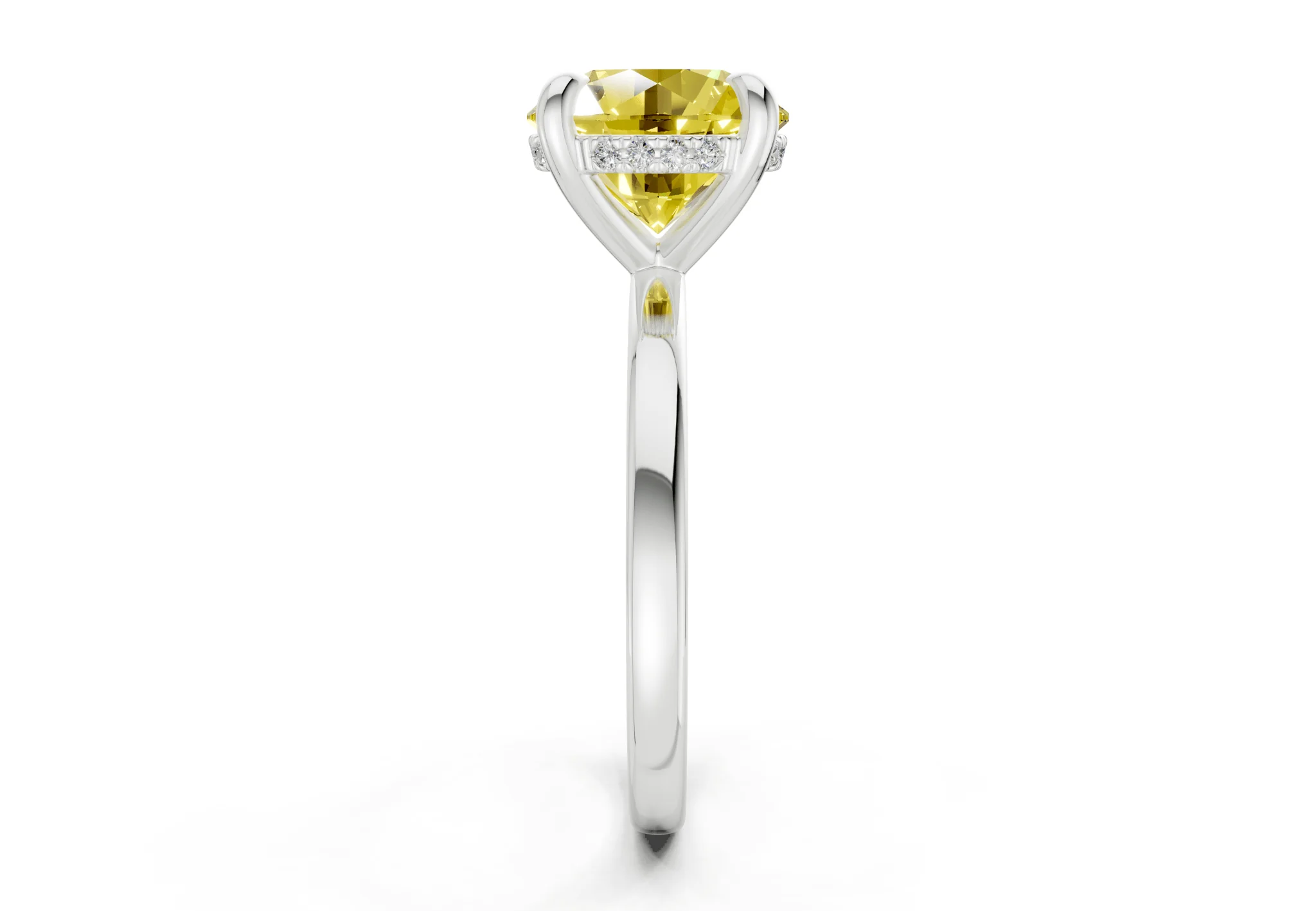 Solstice Yellow Diamond Solitaire Round Cut 1.8mm Engagement Ring - Image 9
