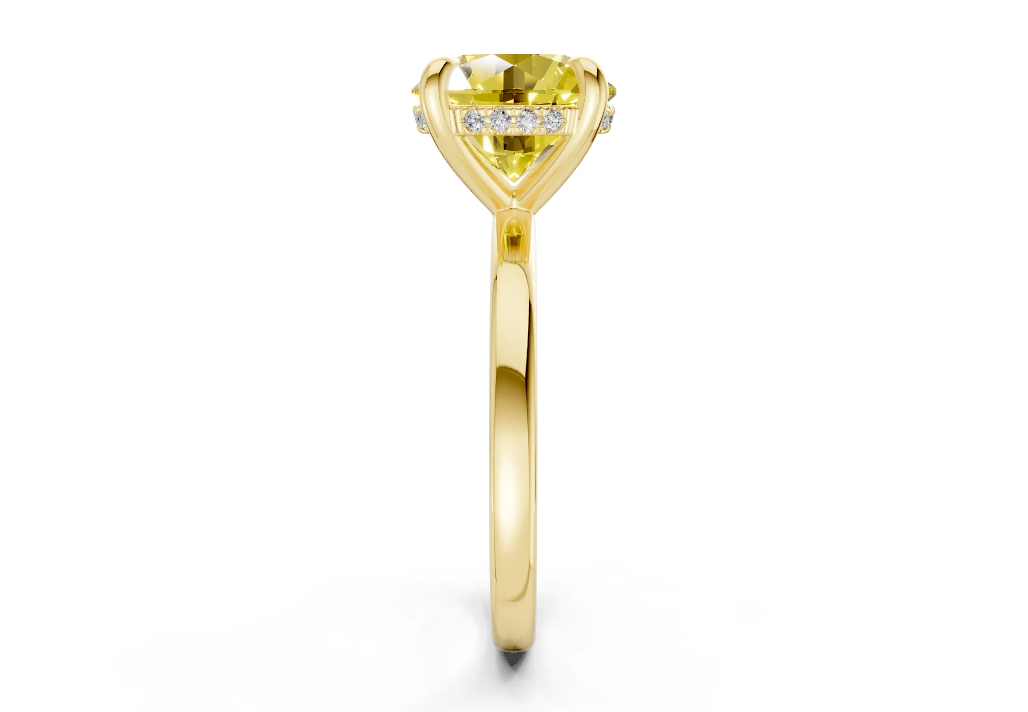 Solstice Yellow Diamond Solitaire Round Cut 2.3mm Engagement Ring - Image 3