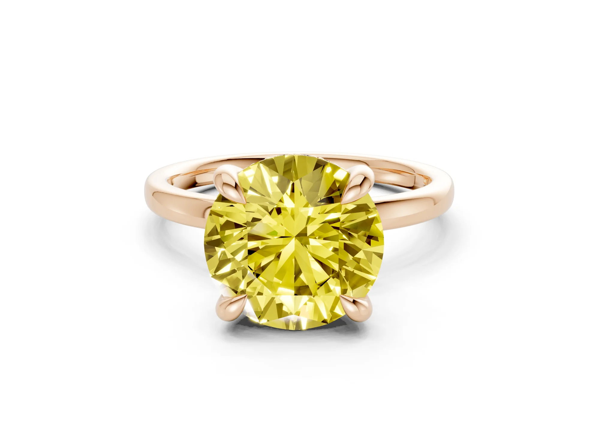 Solstice Yellow Diamond Solitaire Round Cut 2.3mm Engagement Ring - Image 4