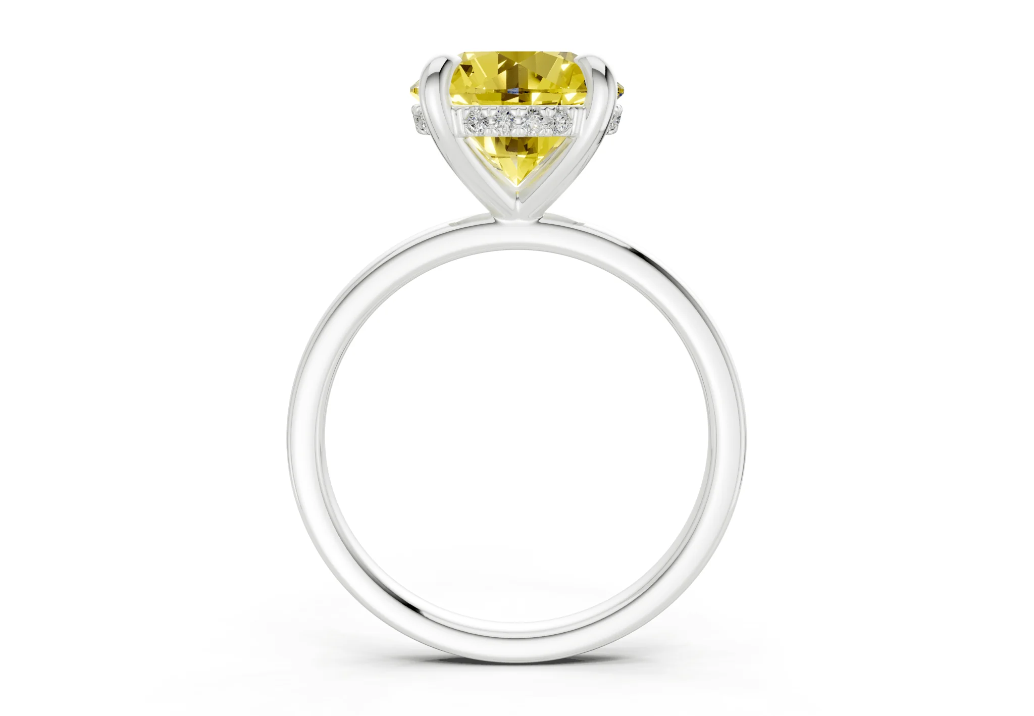 Solstice Yellow Diamond Solitaire Round Cut 2.3mm Engagement Ring - Image 8