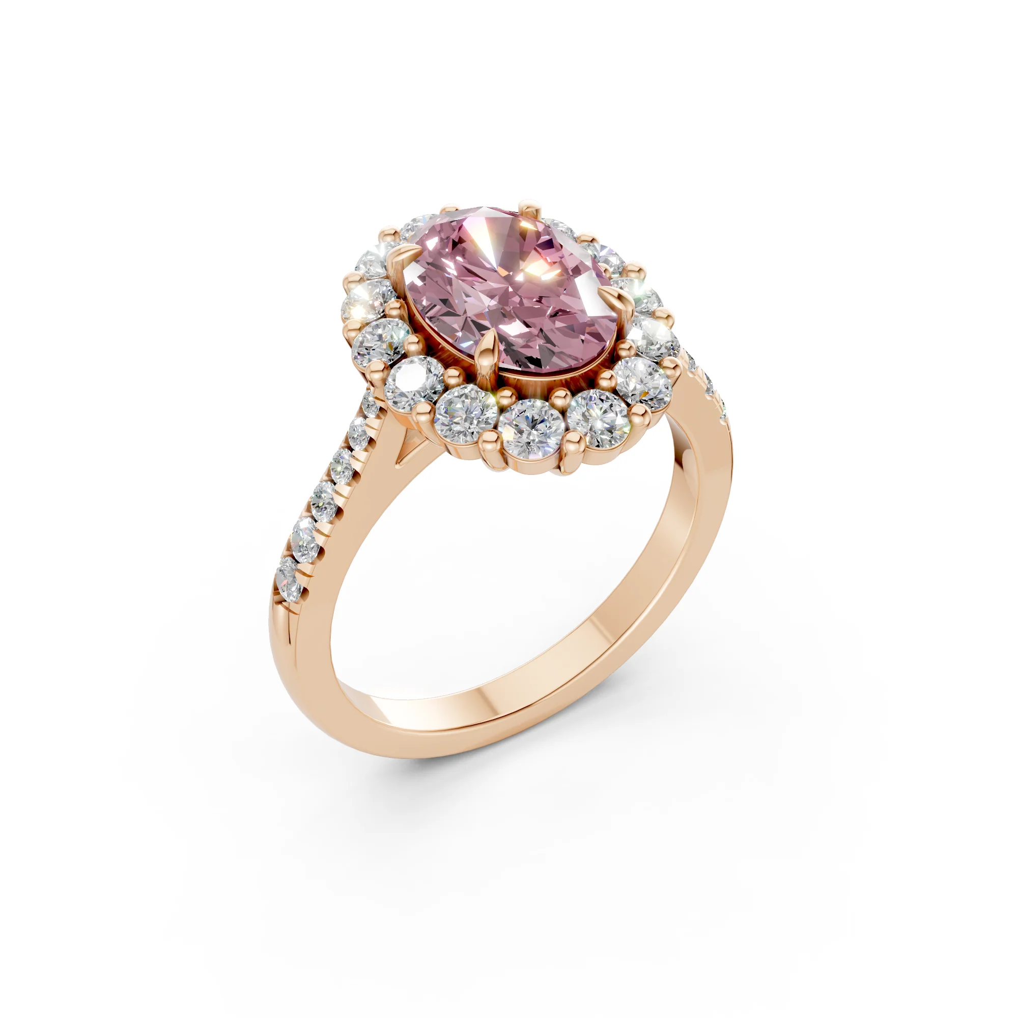 The Rose Halo Ring- 2.00ct Oval Fancy Vivid Pink, VS1 - Image 10