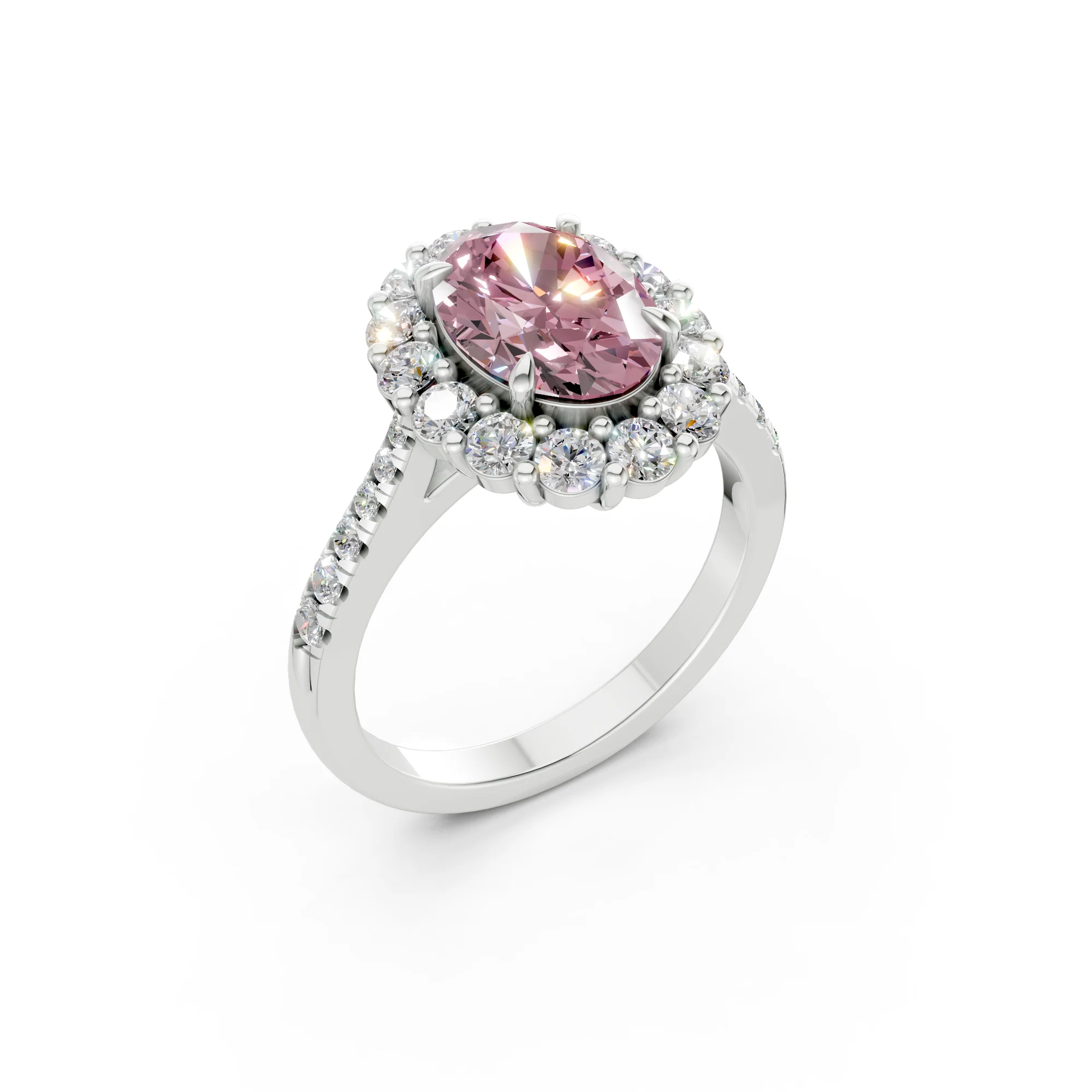 The Rose Halo Ring- 2.00ct Oval Fancy Vivid Pink, VS1 - Image 6
