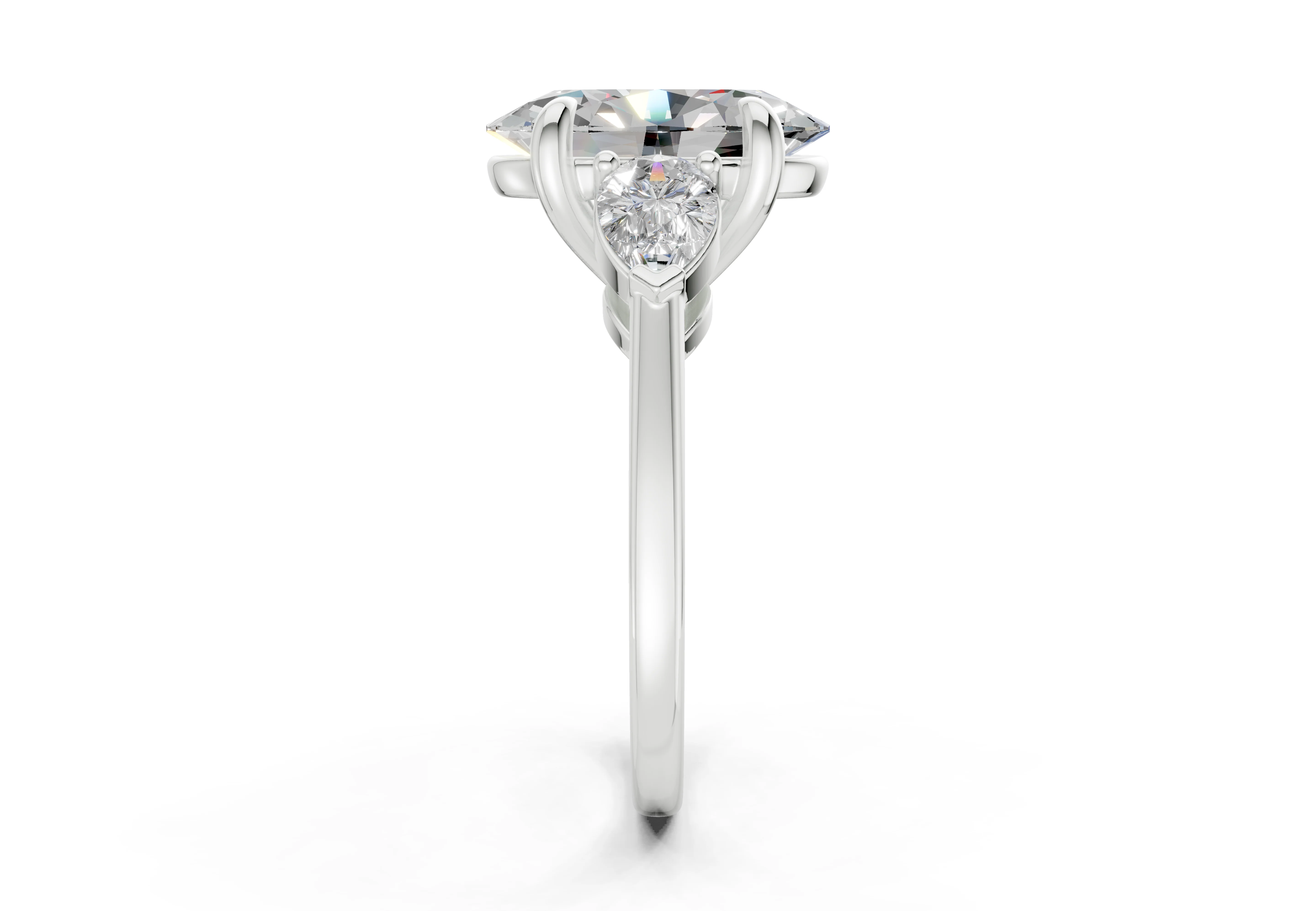 The Vara Three-Stone — 4.00ct Oval E VS1 with Pear Side Stones - Image 3