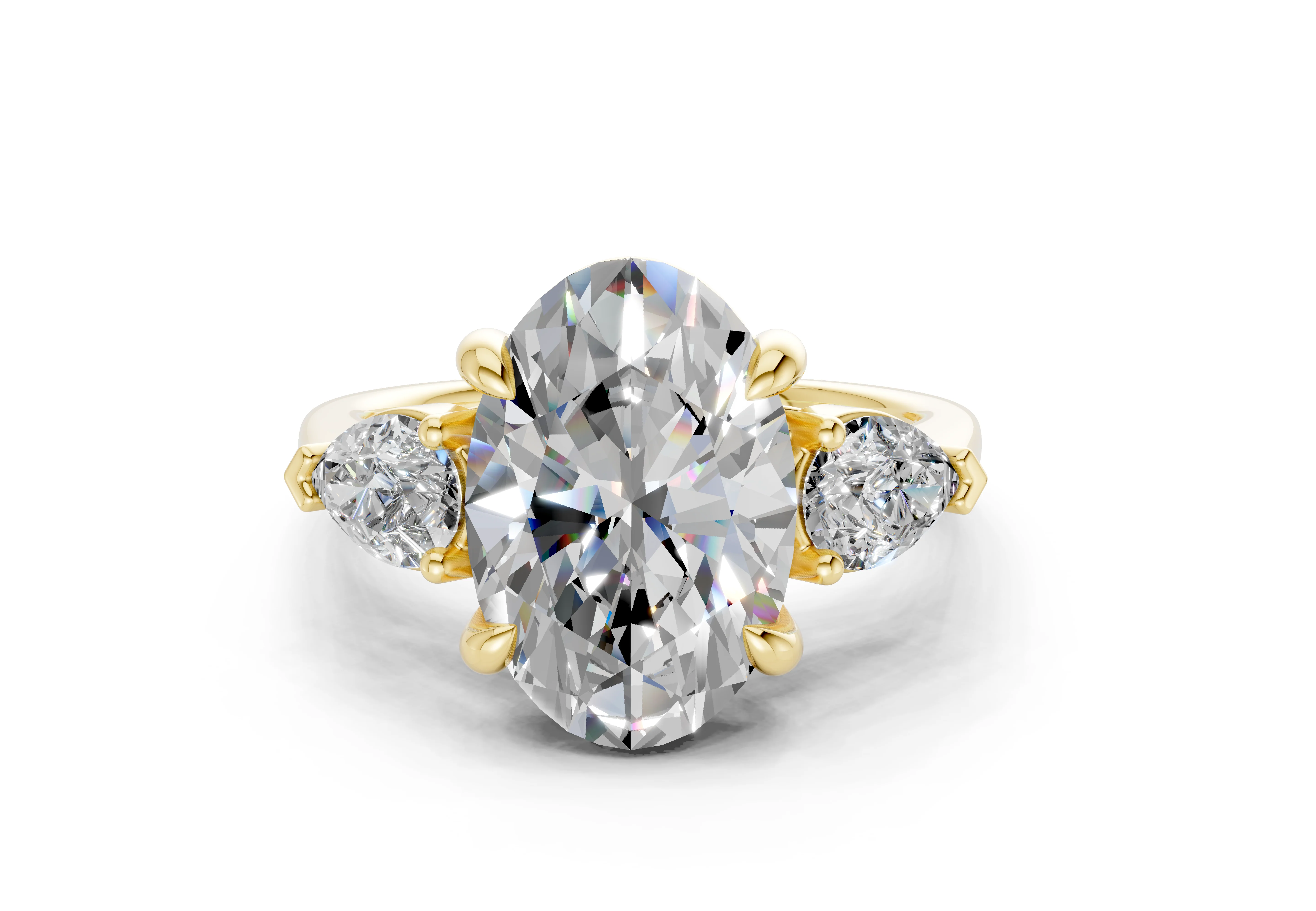 The Vara Three-Stone — 4.00ct Oval E VS1 with Pear Side Stones - Image 4