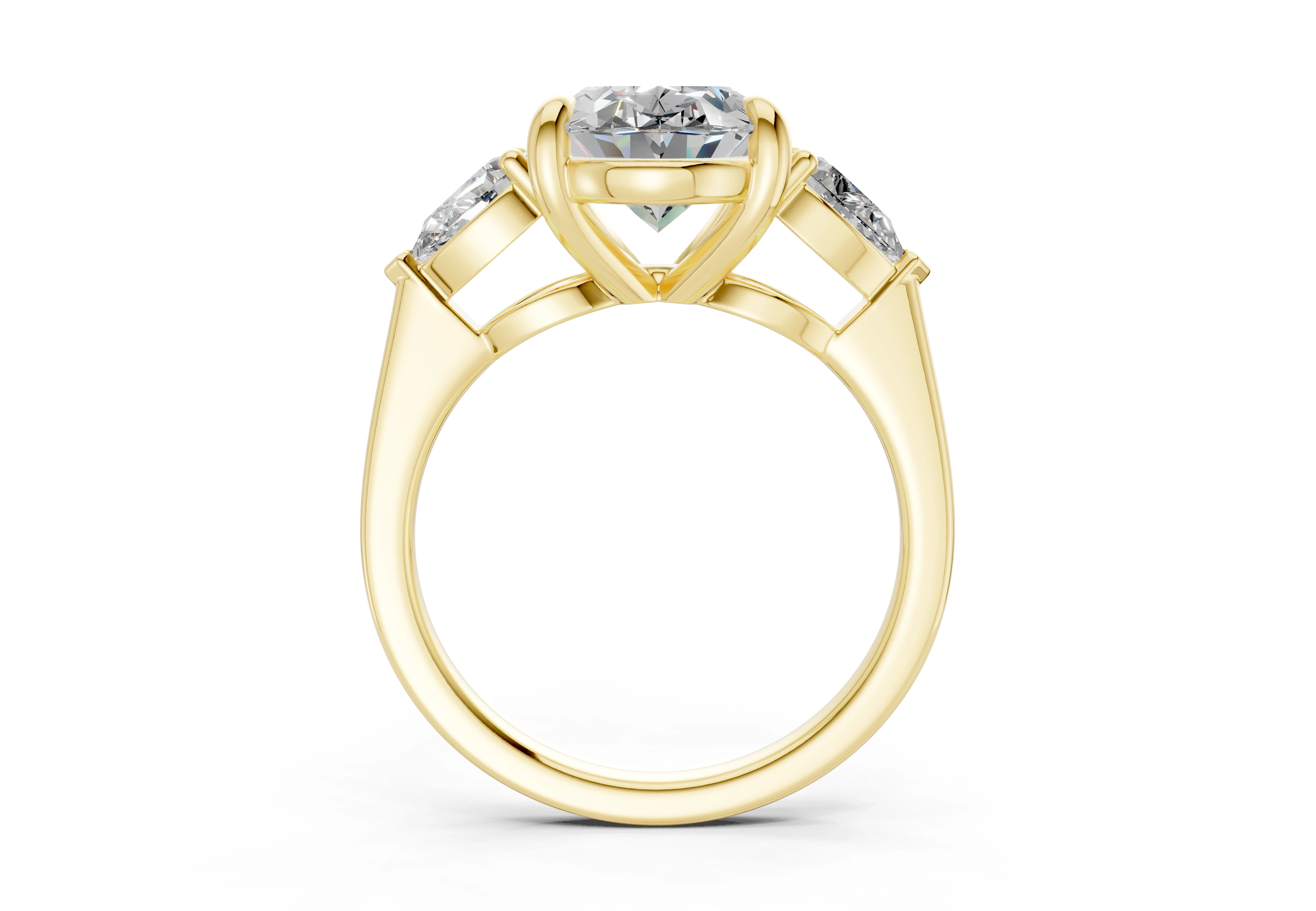 The Vara Three-Stone — 4.00ct Oval E VS1 with Pear Side Stones - Image 5