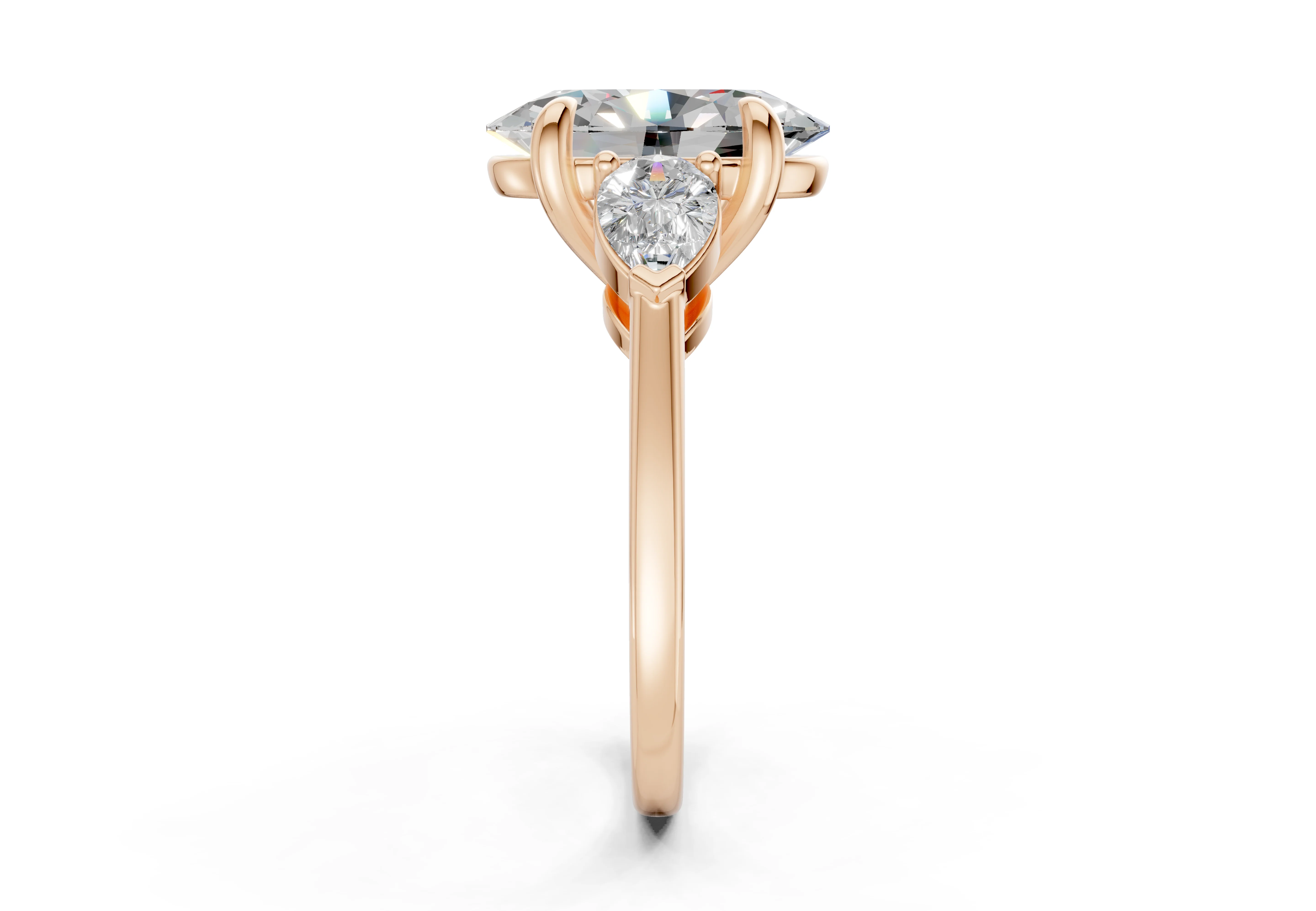 The Vara Three-Stone — 4.00ct Oval E VS1 with Pear Side Stones - Image 9