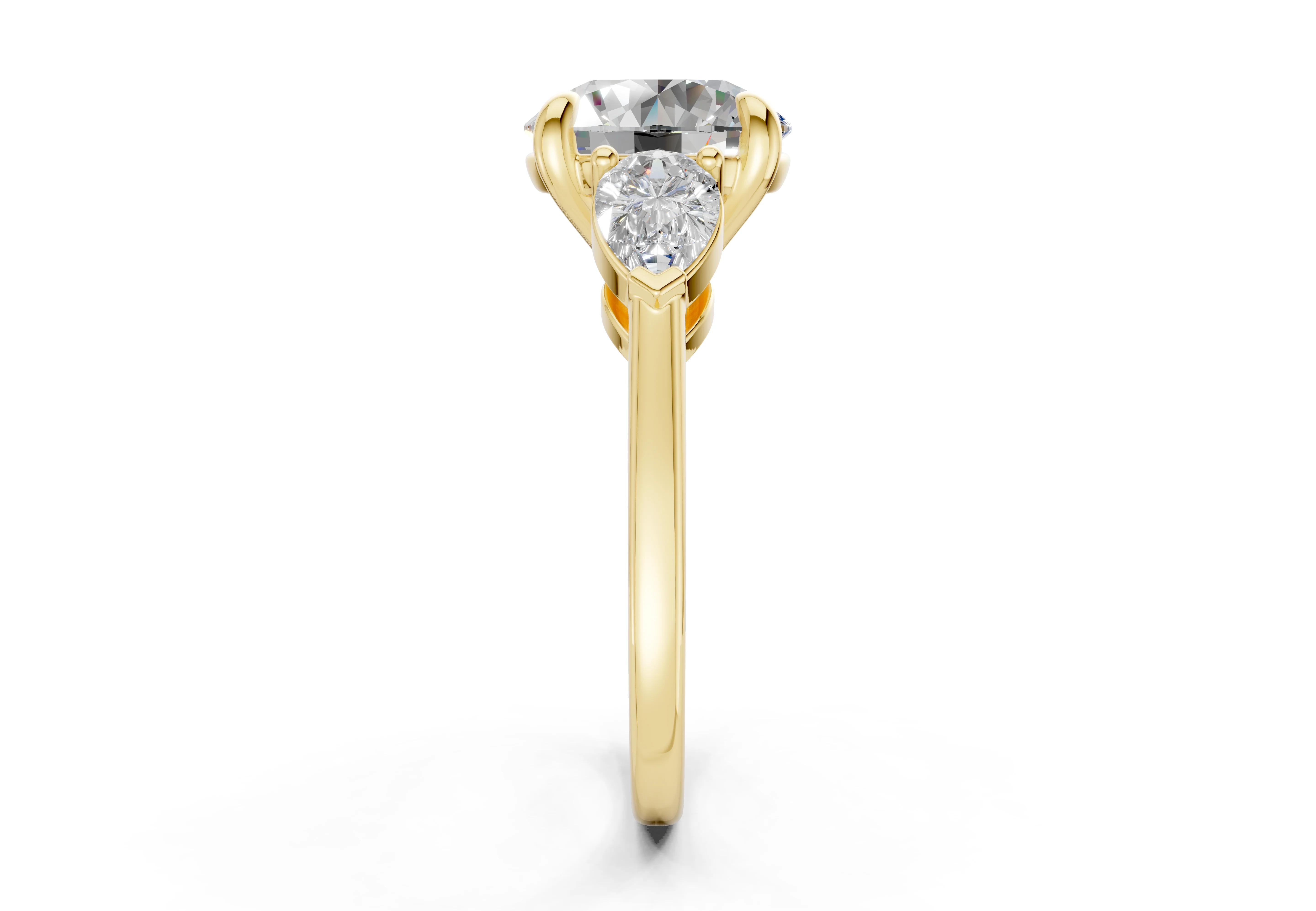 The Vara Three-Stone — 5.00ct Round E VS1 with Pear Side Stones - Image 3