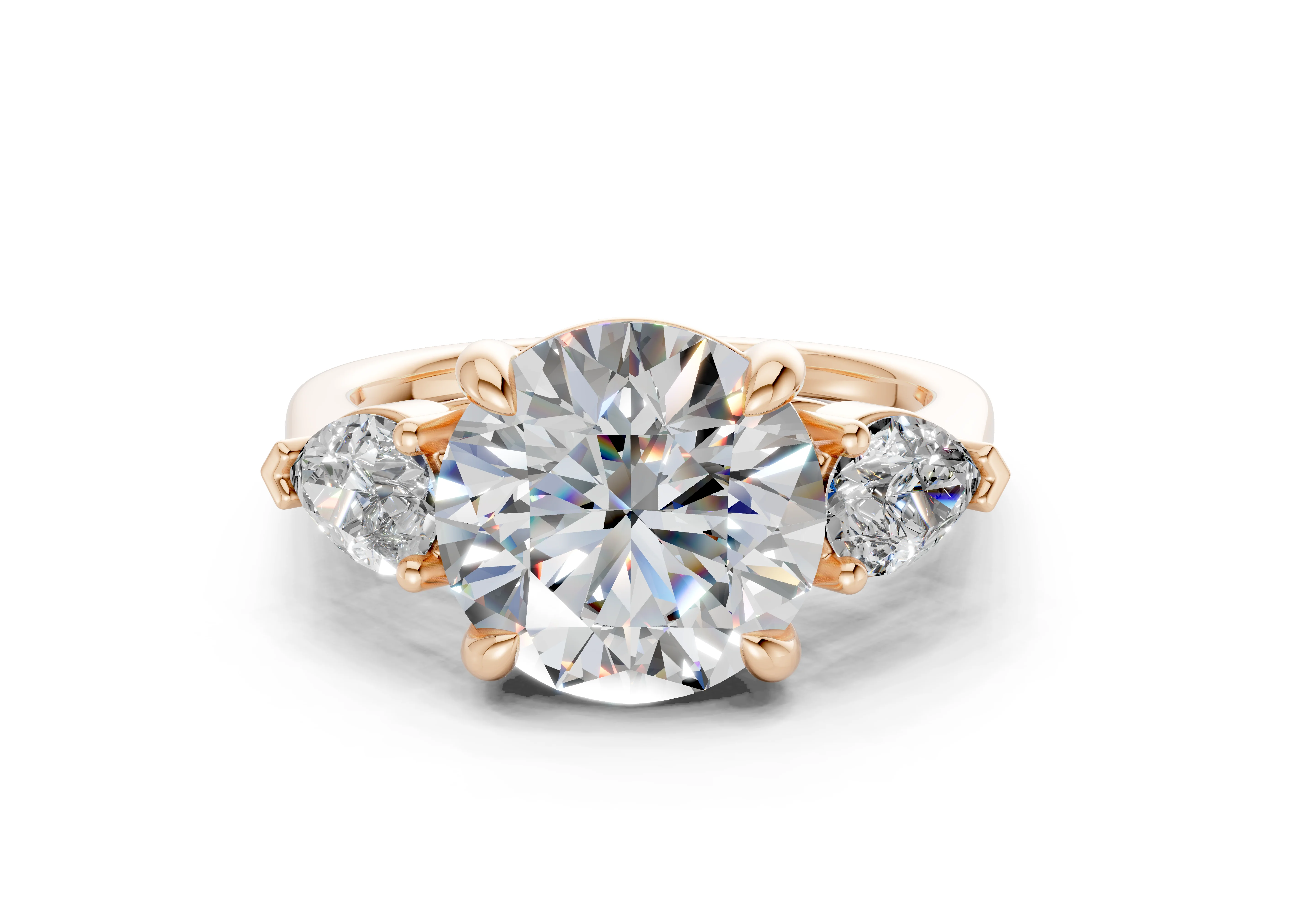 The Vara Three-Stone — 5.00ct Round E VS1 with Pear Side Stones - Image 4