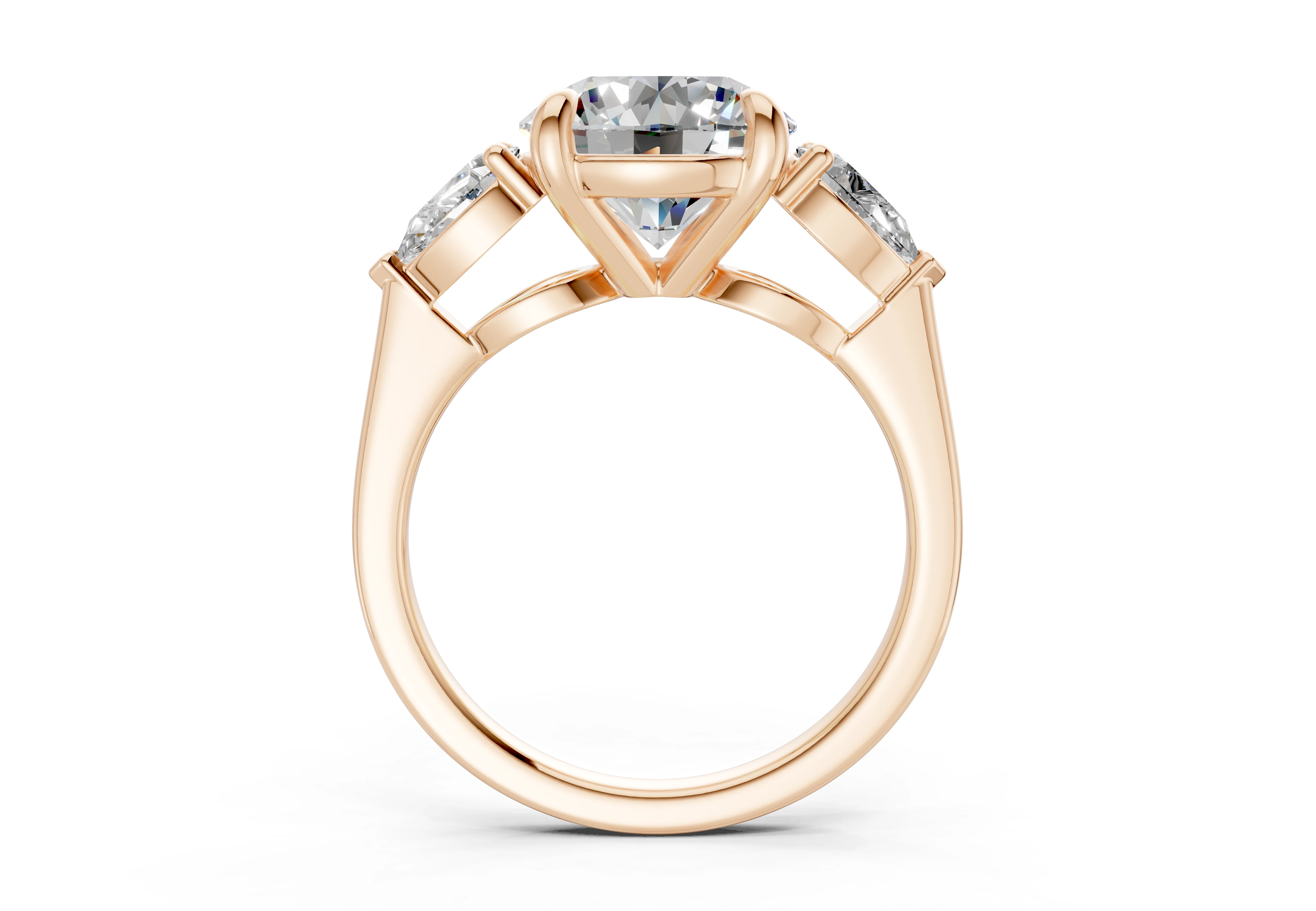 The Vara Three-Stone — 5.00ct Round E VS1 with Pear Side Stones - Image 5