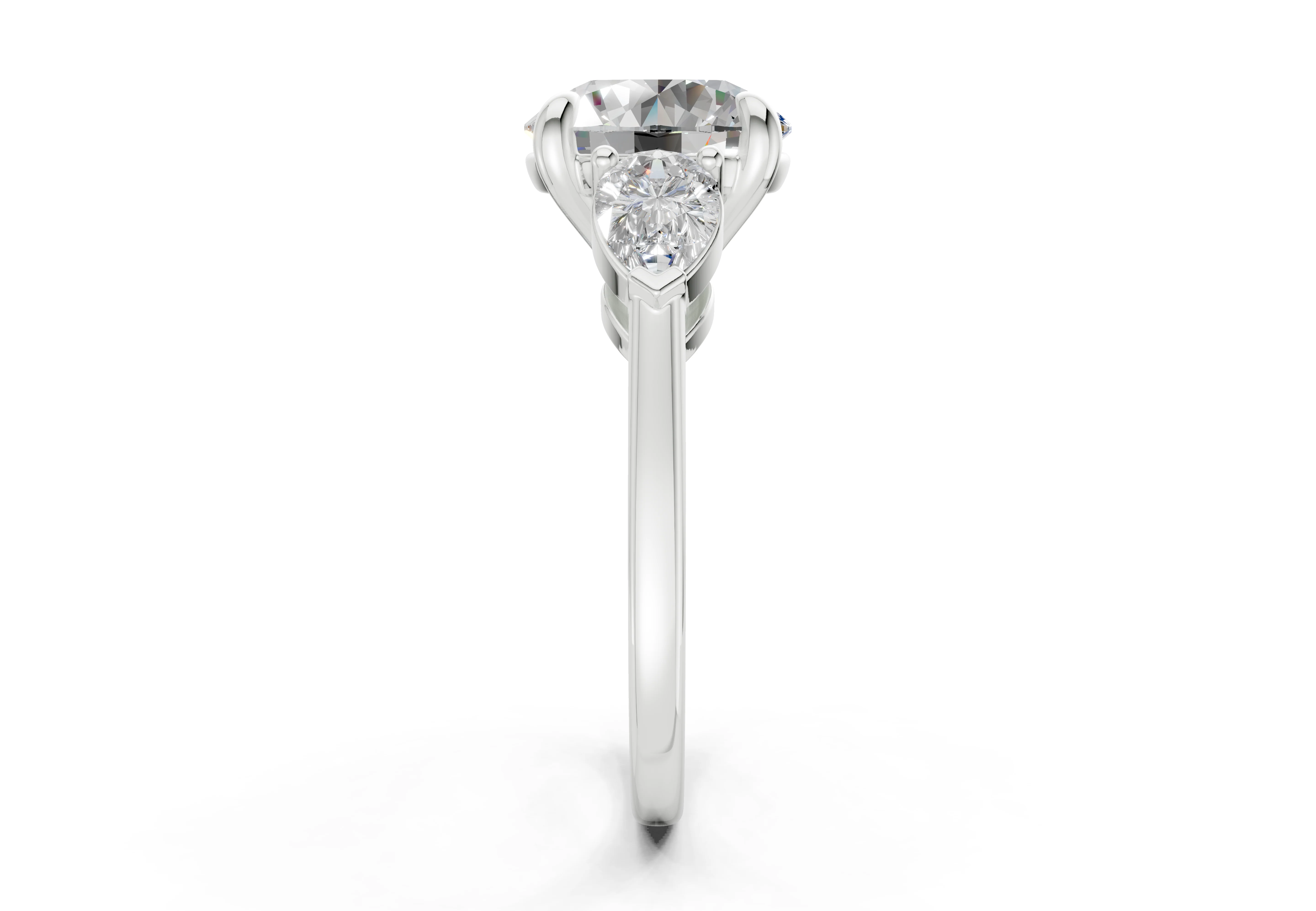 The Vara Three-Stone — 5.00ct Round E VS1 with Pear Side Stones - Image 9