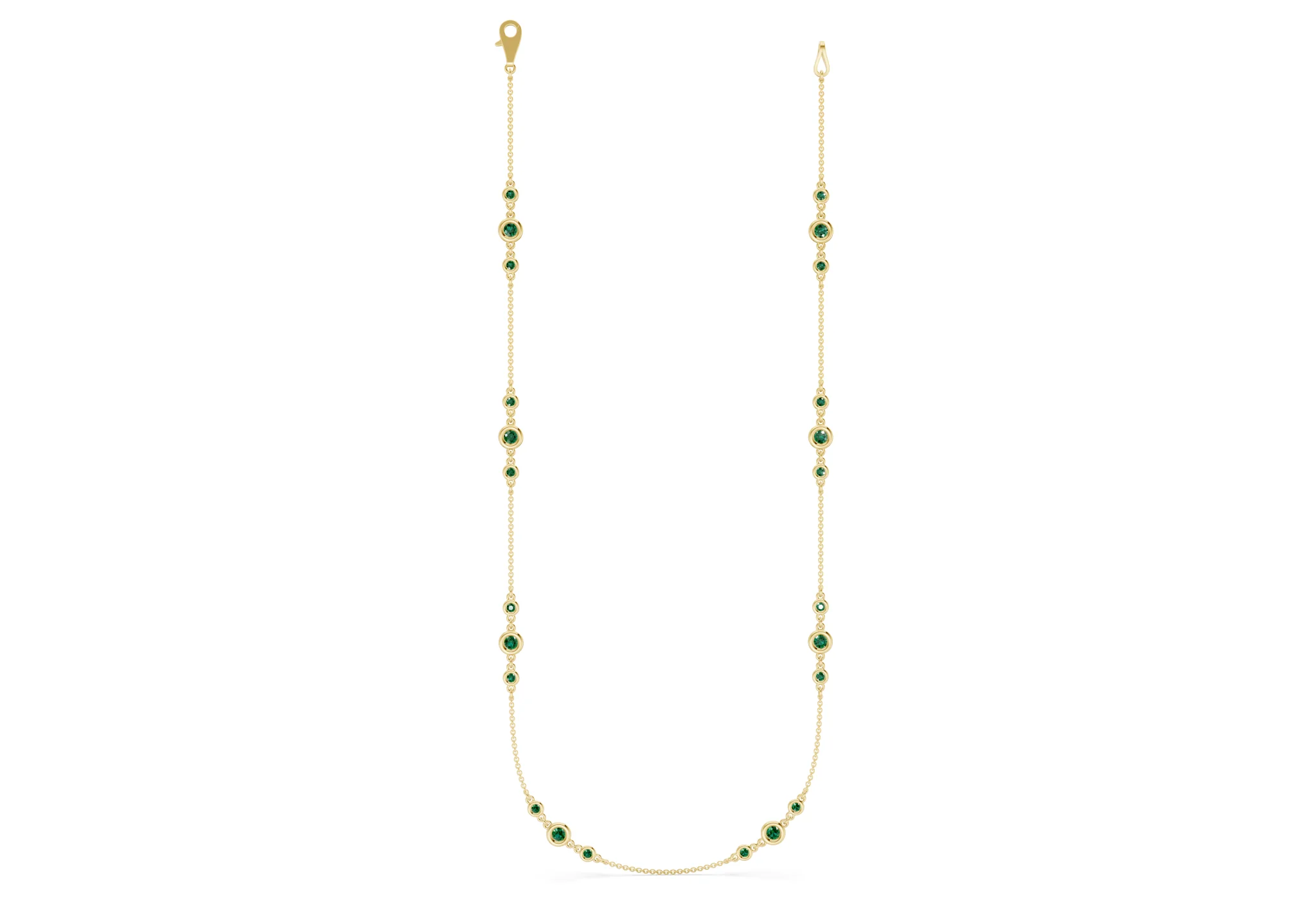 Trio Emerald Gemstone Stationed Necklace 1½ Carat Total Wt. - Image 4