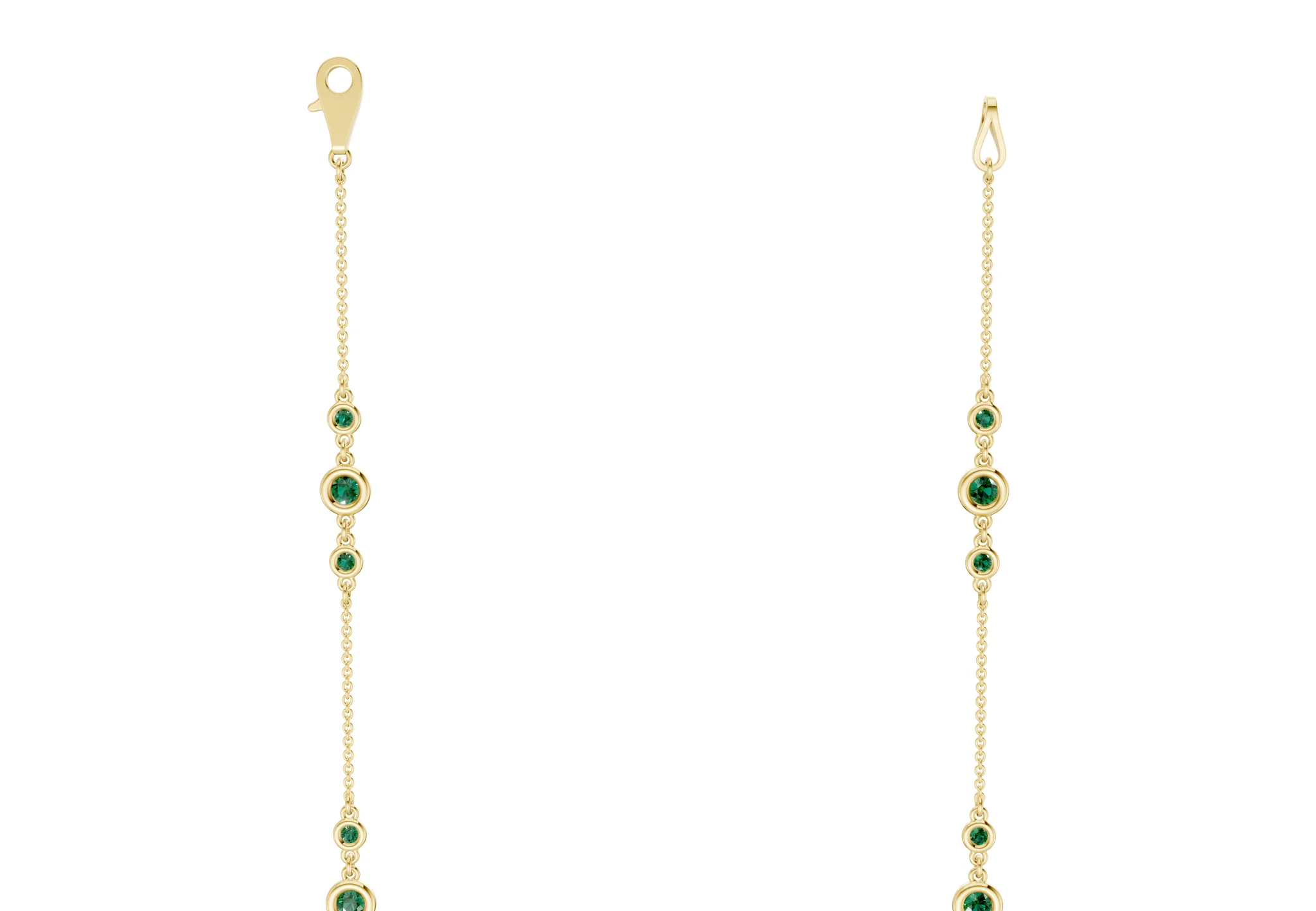 Trio Emerald Gemstone Stationed Necklace 1½ Carat Total Wt. - Image 9