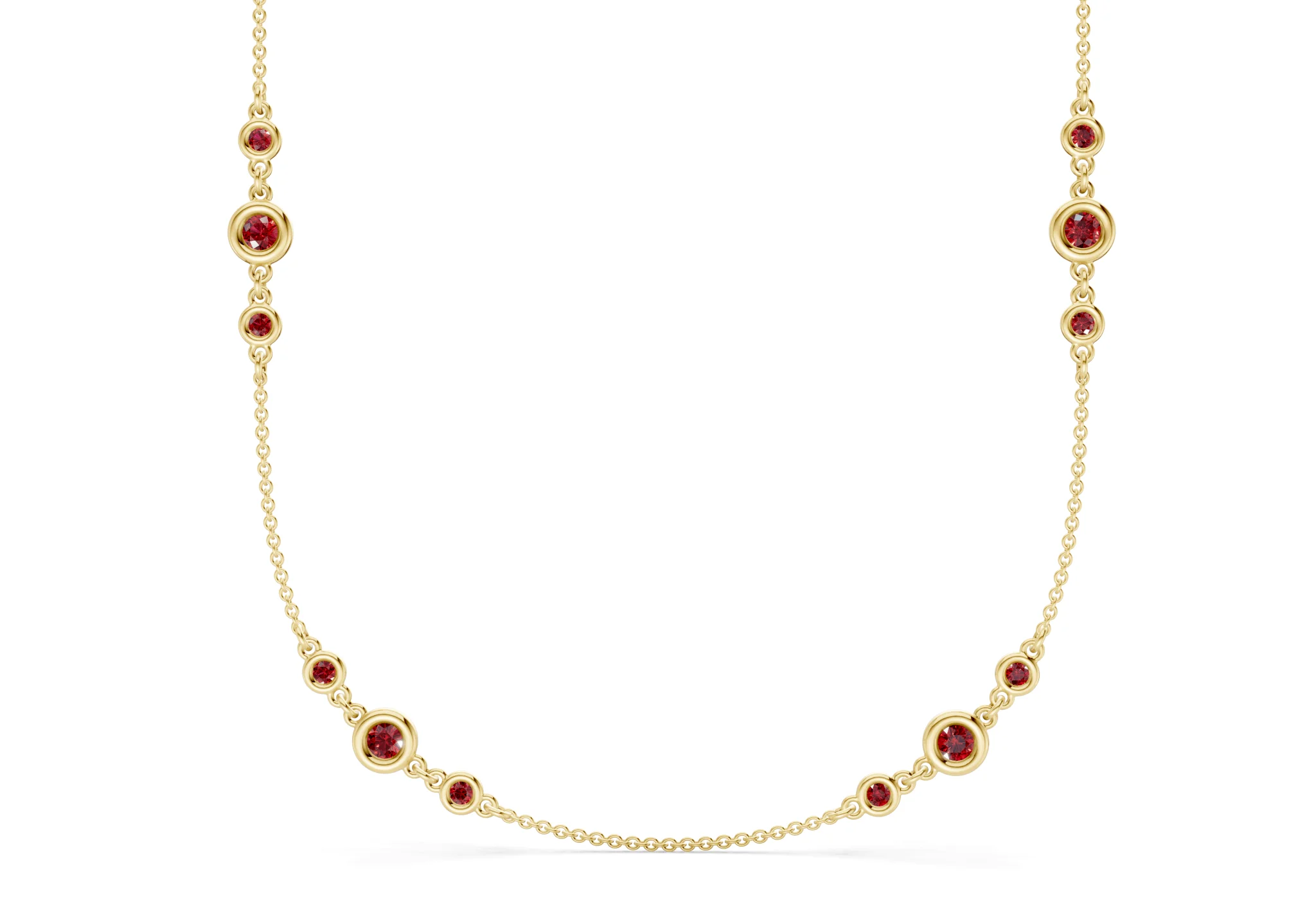 Trio Ruby Gemstone Stationed Necklace 1½ Carat Total Wt. - Image 8