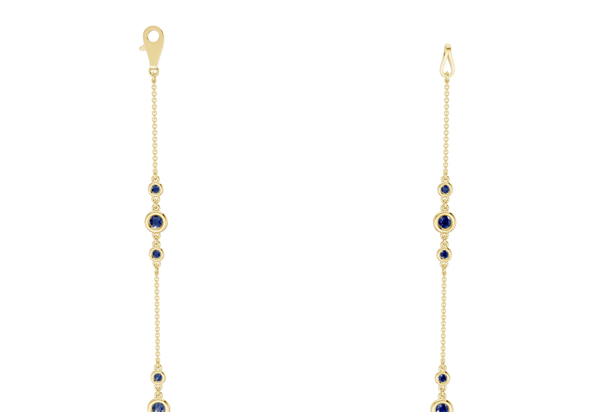 Trio Sapphire Gemstone Stationed Necklace 1½ Carat Total Wt. - Image 3