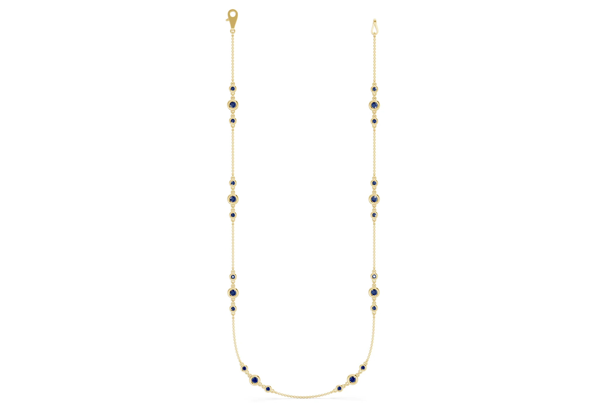Trio Sapphire Gemstone Stationed Necklace 1½ Carat Total Wt. - Image 7
