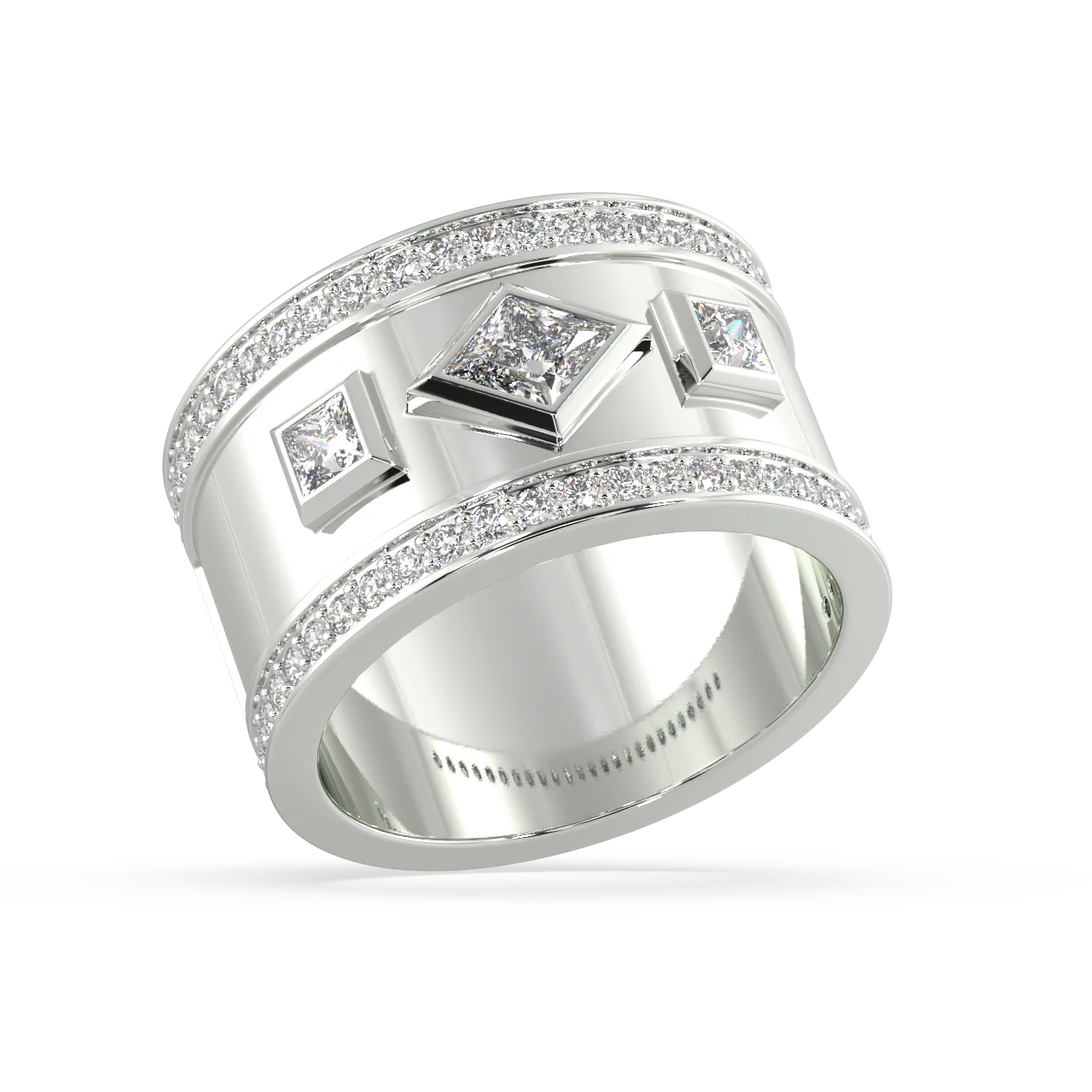 White Lozenge and Carre Diamonds Ring - Image 16